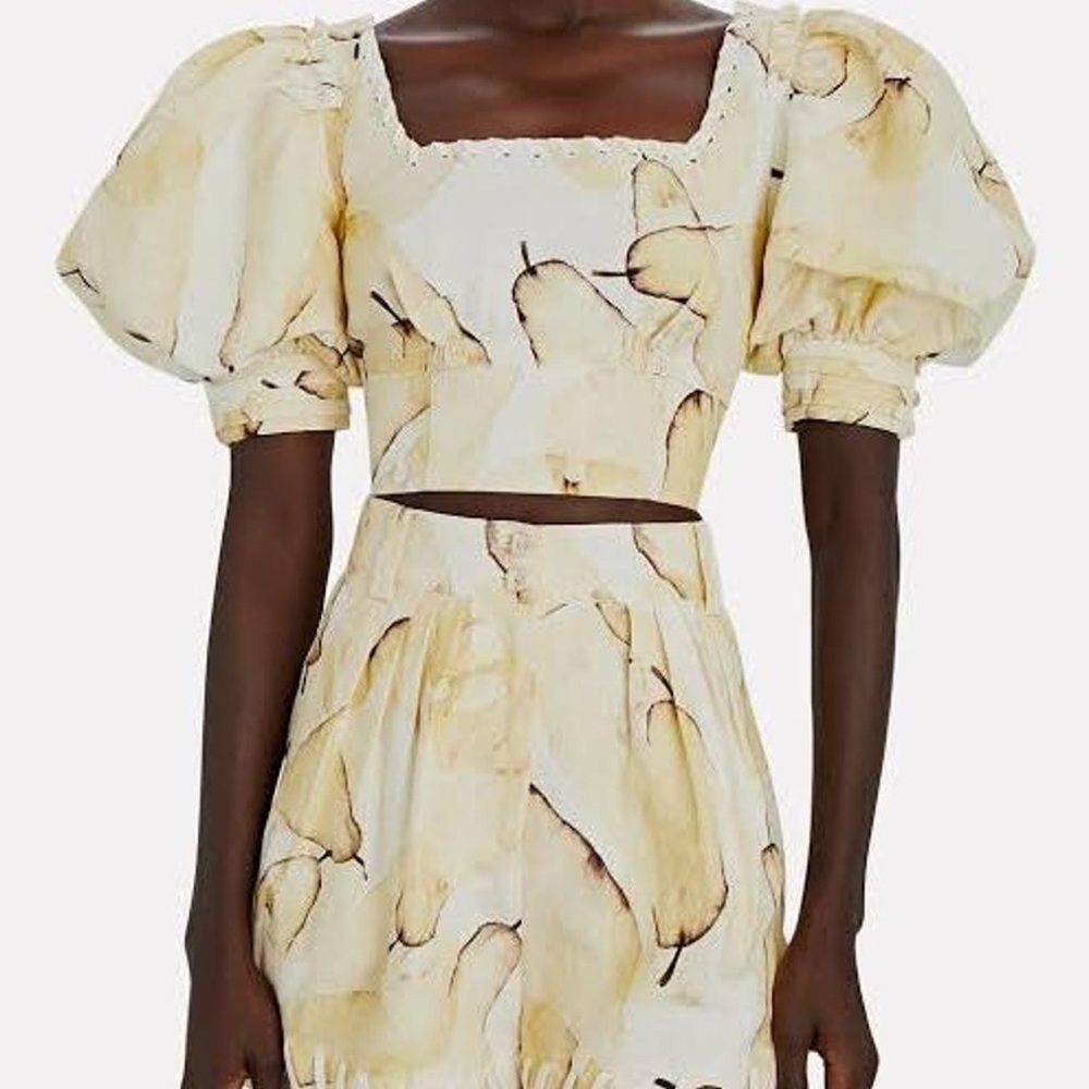 Puff Sleeve Crop Top and Skirt Set